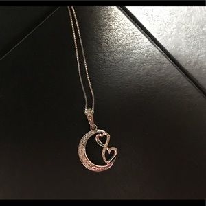 Sterling Silver 925 heart and moon with 18” chain